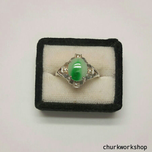 Silver jade ring