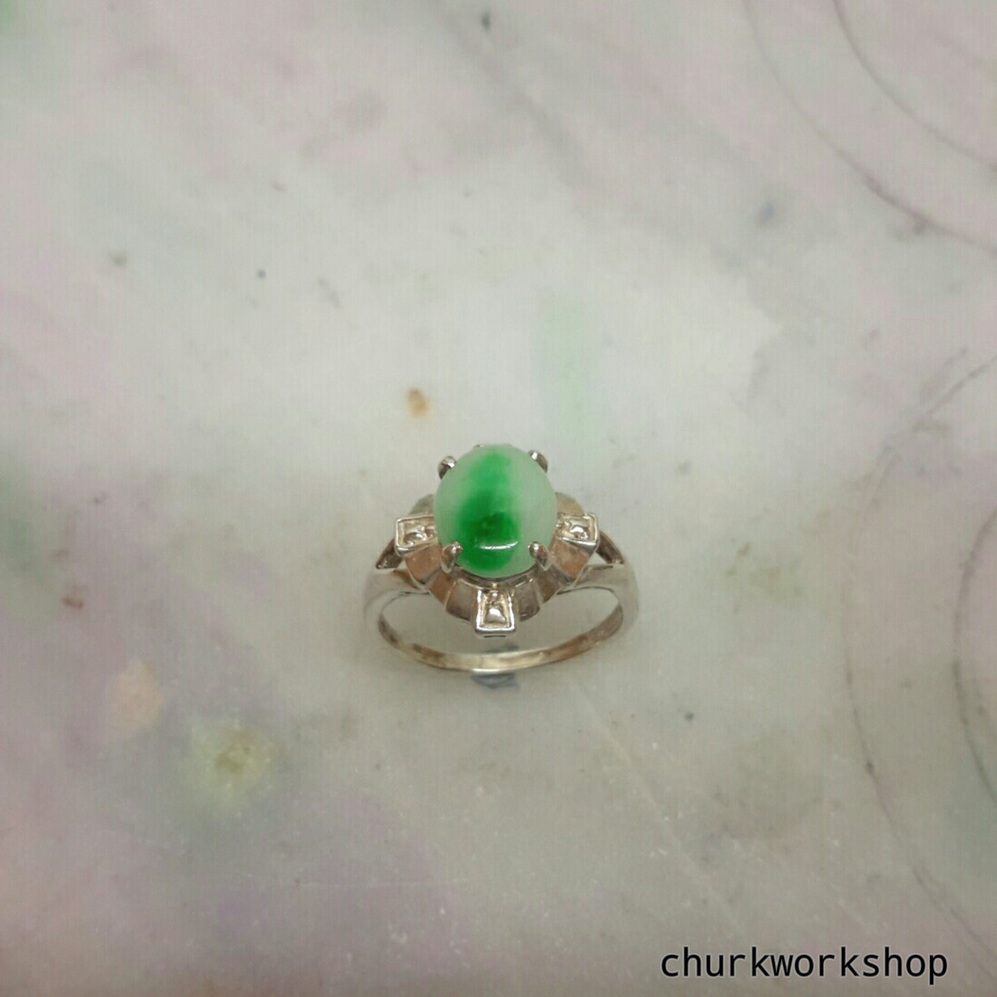 Silver jade ring