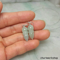 Tear drop earrings, silver jade earrings