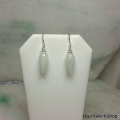 Tear drop earrings, silver earrings, jade earrings