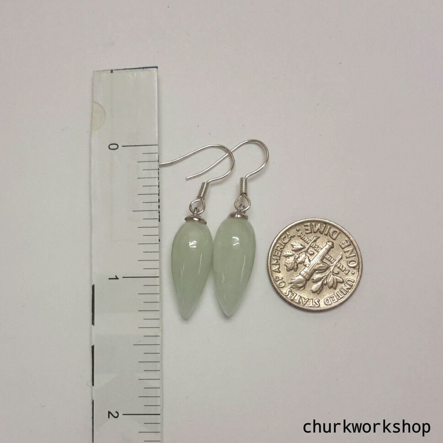 Tear drop earrings, silver earrings, jade earrings