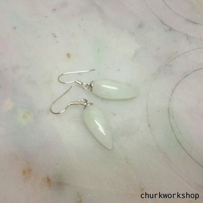 Tear drop earrings, silver earrings, jade earrings