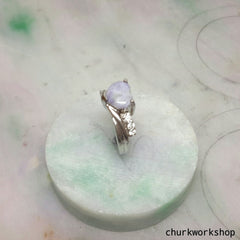 Lavender jade silver ring, heart jade ring