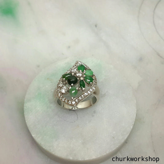 Multi-color jade cocktail ring