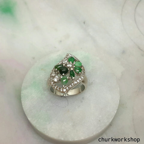 Multi-color jade cocktail ring