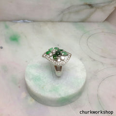 Multi-color jade cocktail ring