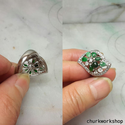 Multi-color jade cocktail ring