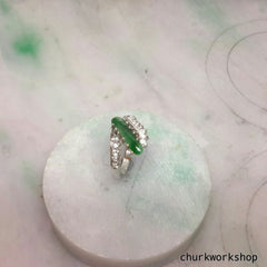 Green jade ring, silver jade ring