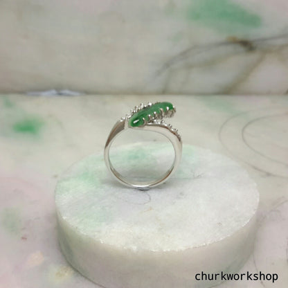 Green jade ring, silver jade ring