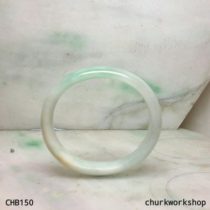 Pale green oval jade bangle