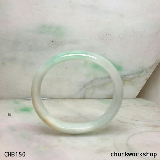 Pale green oval jade bangle