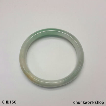 Pale green oval jade bangle