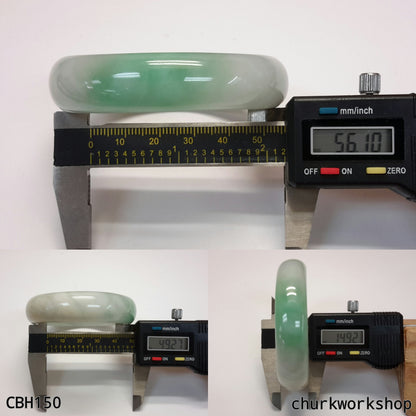 Pale green oval jade bangle