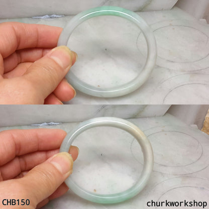 Pale green oval jade bangle