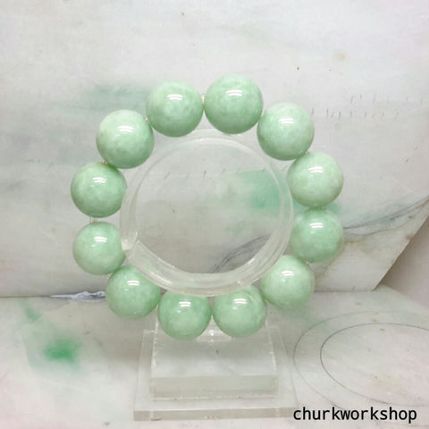 Light green large beads jade bracelet