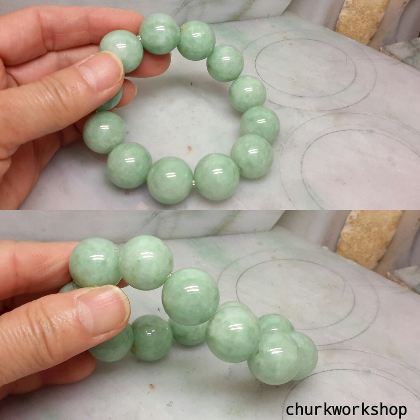 Light green large beads jade bracelet