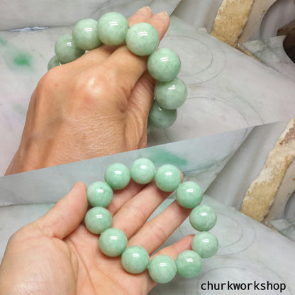 Light green large beads jade bracelet