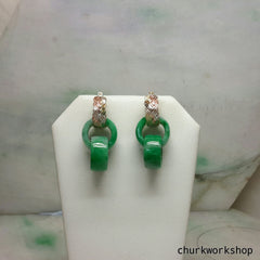 Reserved for Wendy      Double jade ring dangling earrings