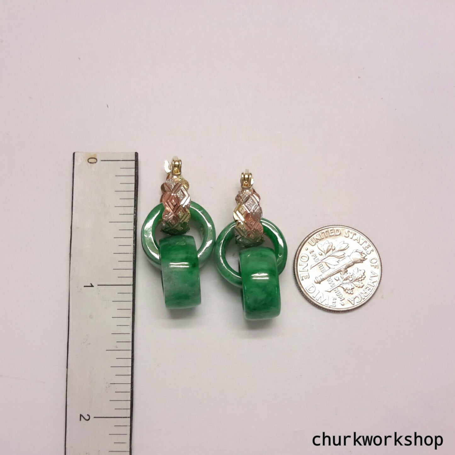 Reserved for Wendy      Double jade ring dangling earrings