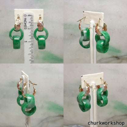 Reserved for Wendy      Double jade ring dangling earrings