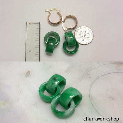 Reserved for Wendy      Double jade ring dangling earrings