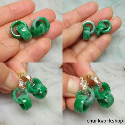Reserved for Wendy      Double jade ring dangling earrings