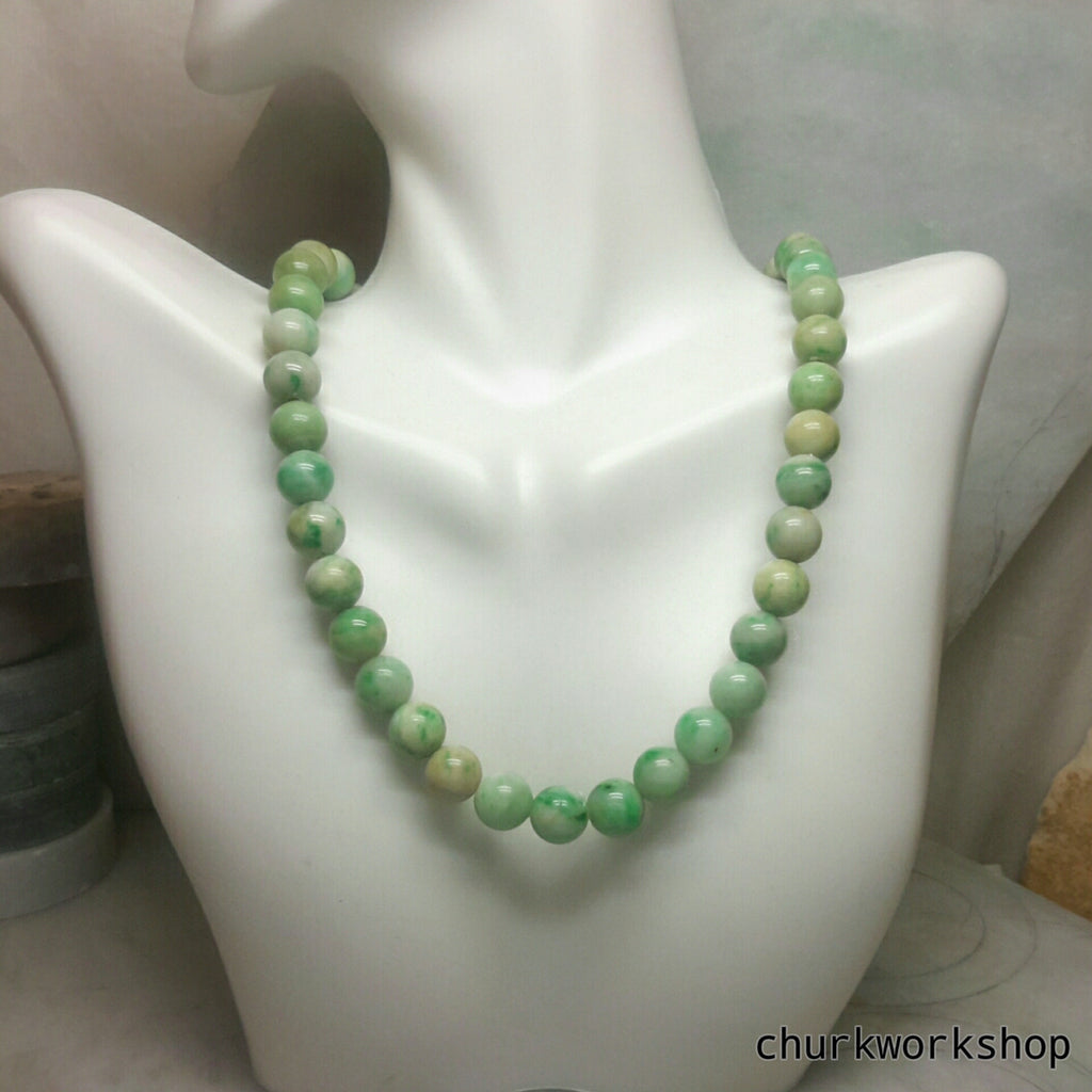 Green jade beads necklace – Churk Work Shop
