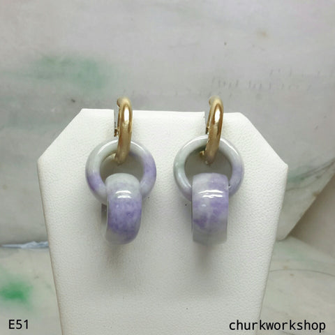 Lavender jade earrings, gold jade earrings