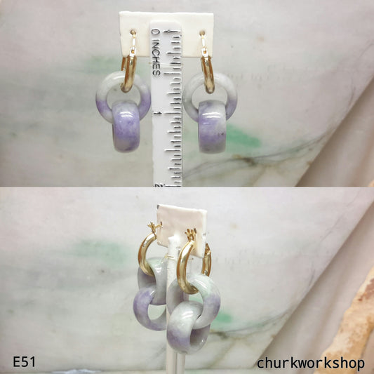 Lavender jade earrings, gold jade earrings