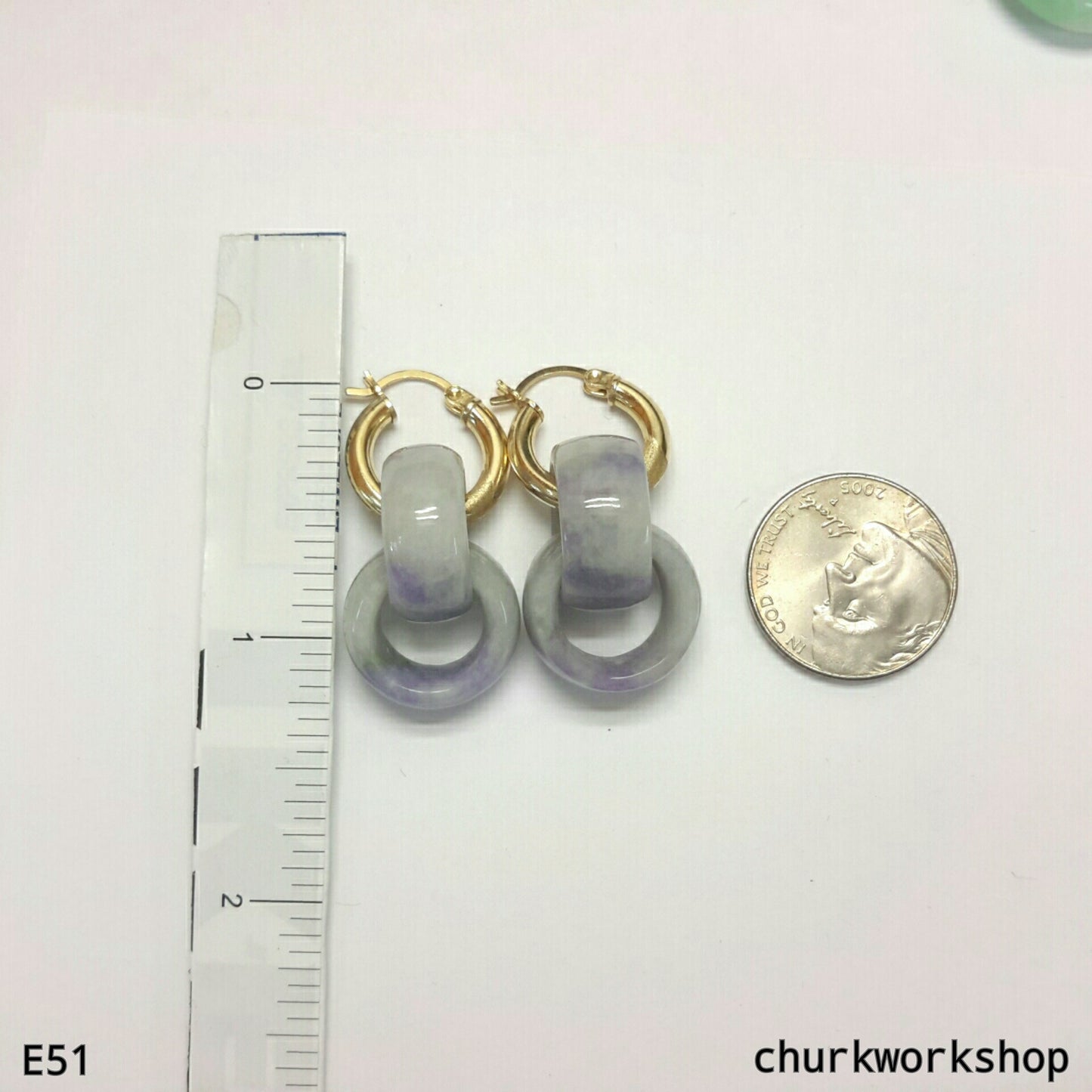 Lavender jade earrings, gold jade earrings