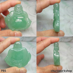 Reserved for Lou    Icy green jade happy Buddha pendant