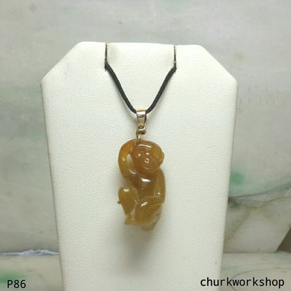 Red jade monkey pendant