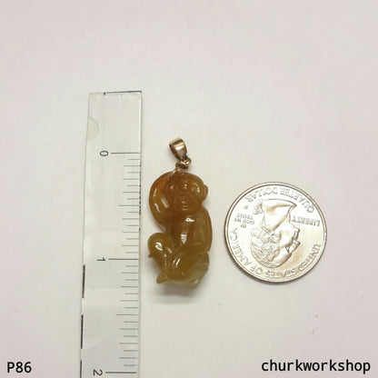 Red jade monkey pendant