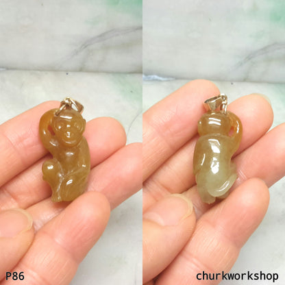 Red jade monkey pendant