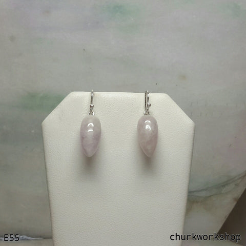 Pale lavender jade ear hooks