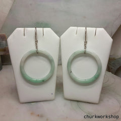 Round jade earrings, big ring jade earrings