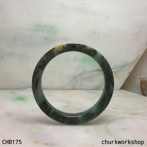 Natural dark green square jade bangle