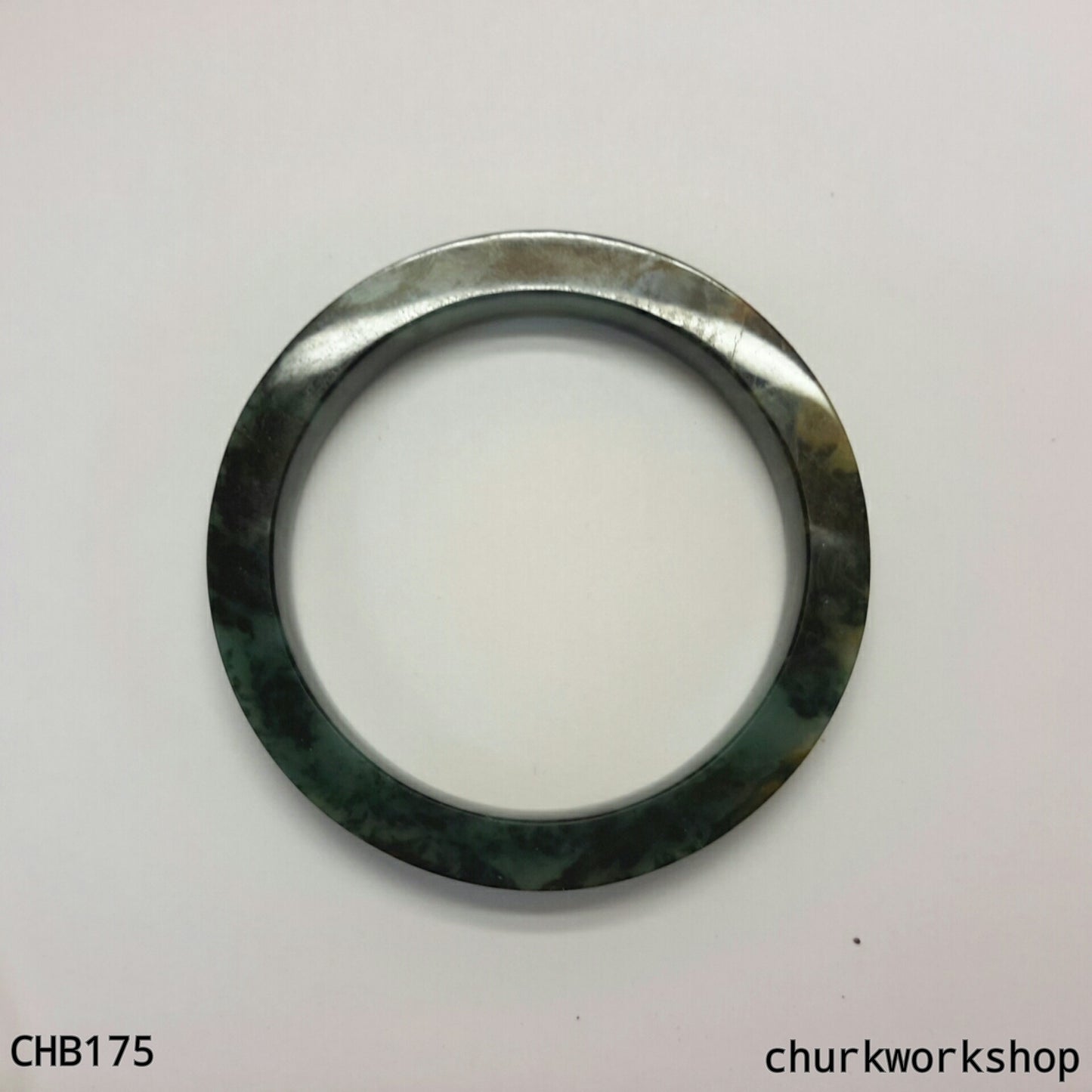 Natural dark green square jade bangle