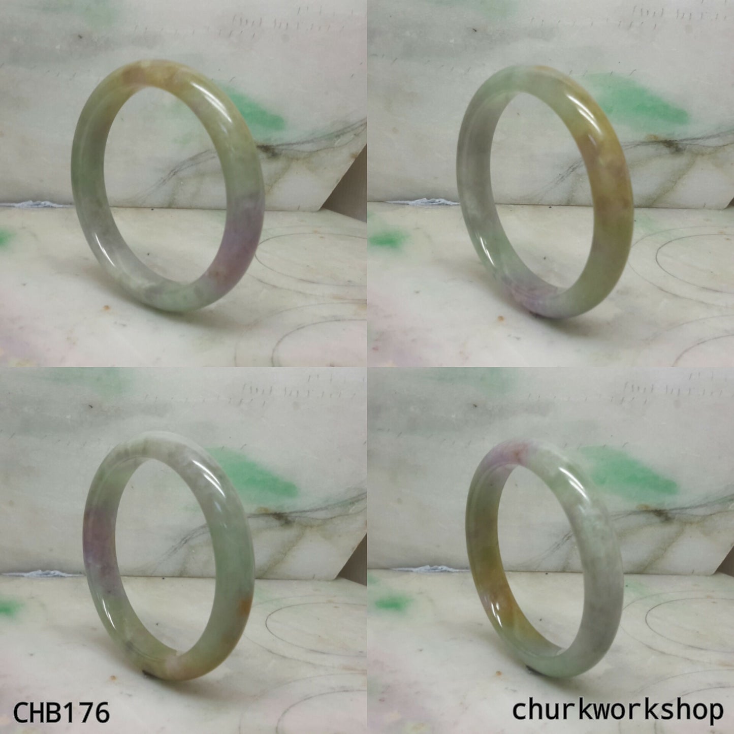 Multi color lavender jade bangle