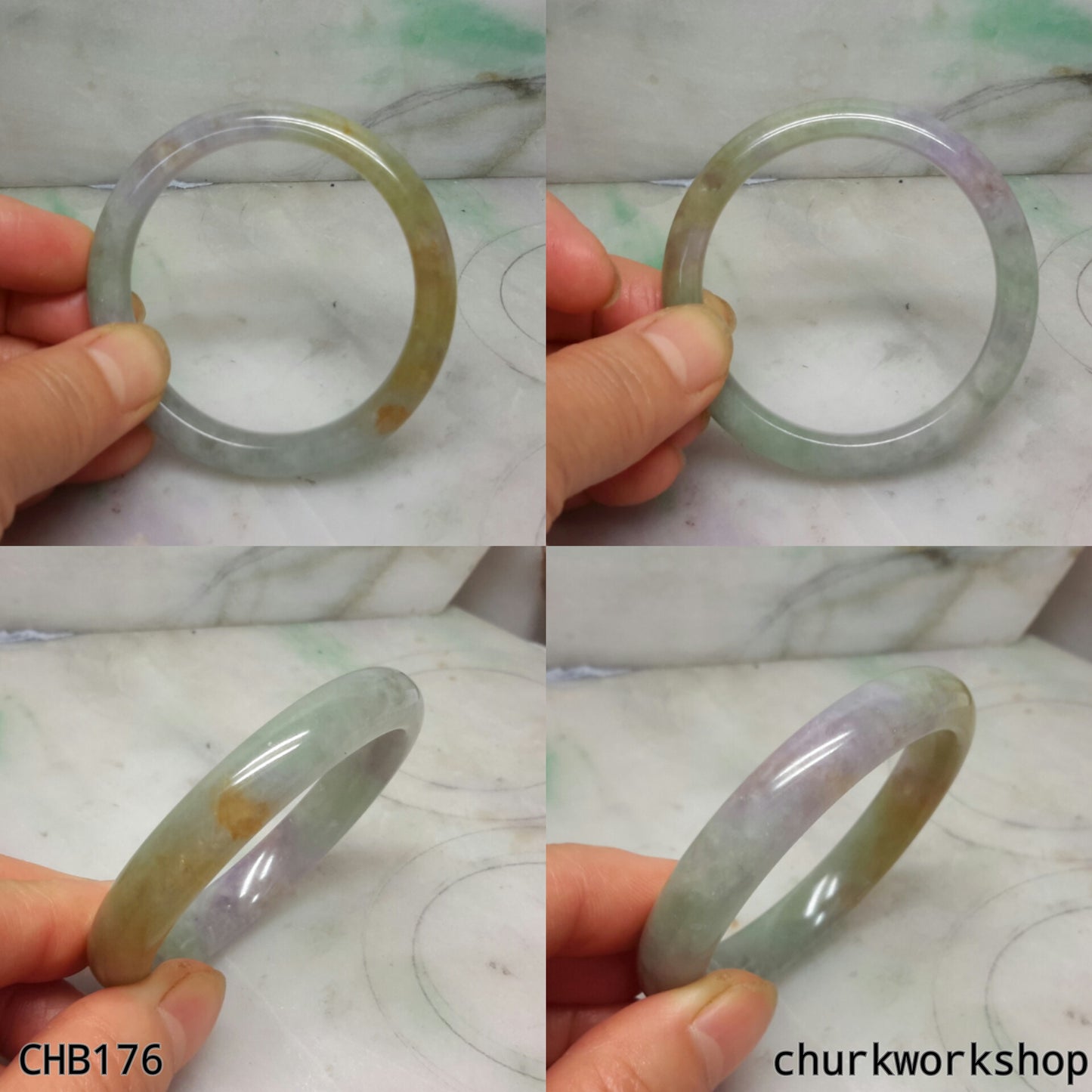 Multi color lavender jade bangle