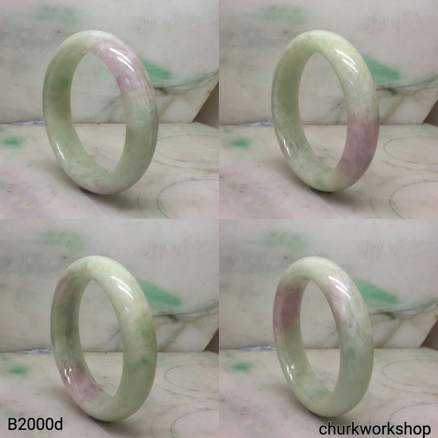 Light green mix lavender jade bangle