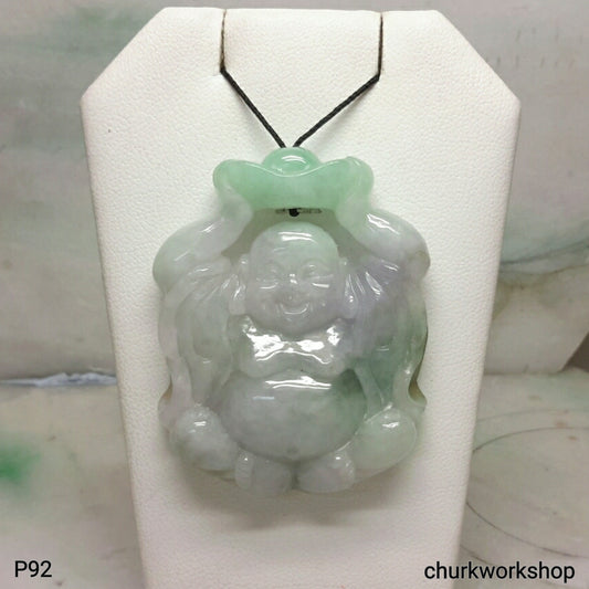 Large jade happy Buddha pendant, jade pendant
