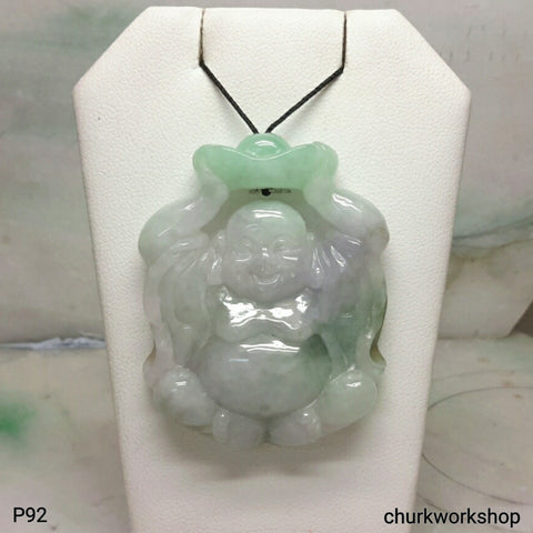 Large jade happy Buddha pendant, jade pendant