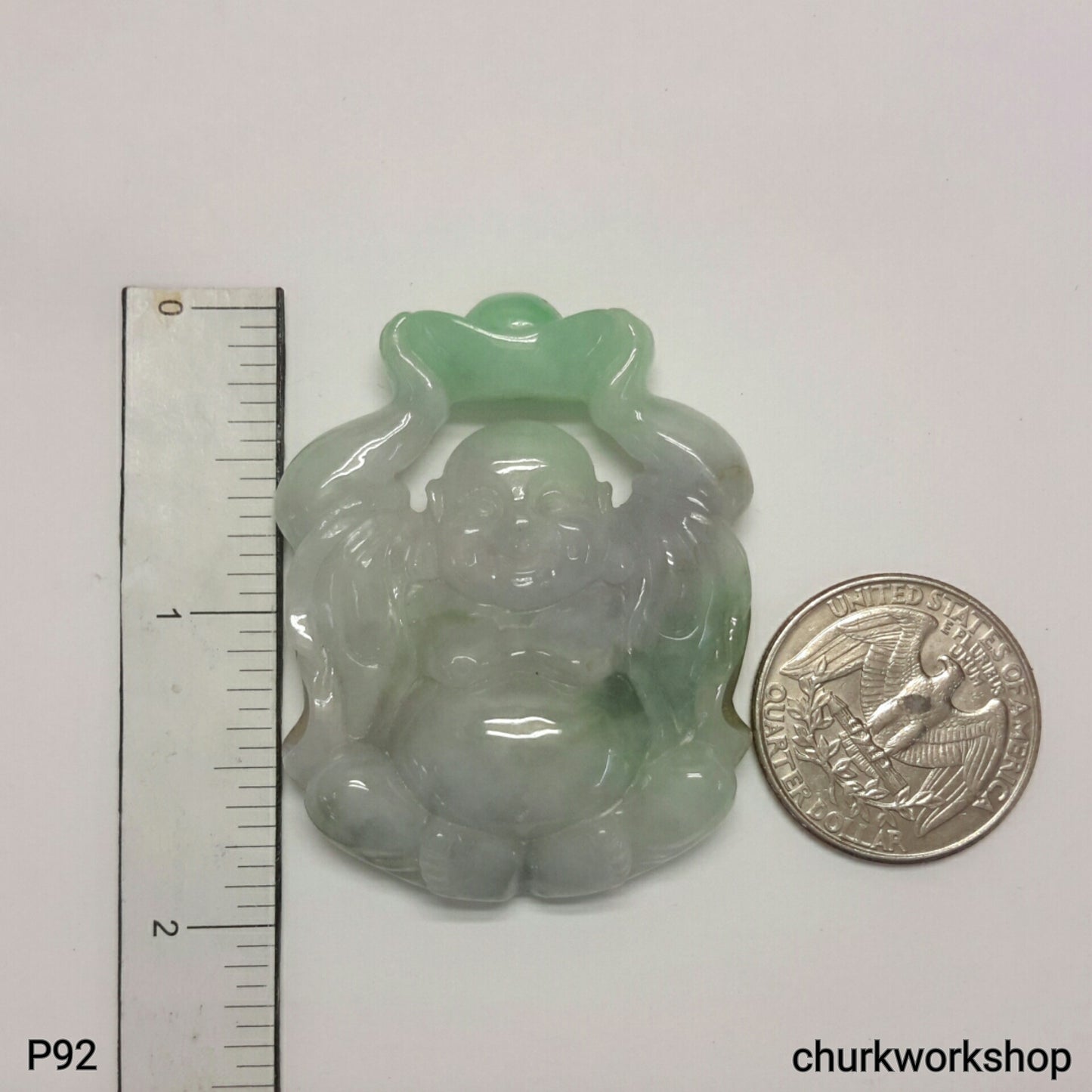 Large jade happy Buddha pendant, jade pendant