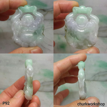 Large jade happy Buddha pendant, jade pendant