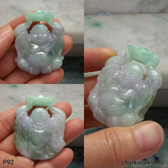 Large jade happy Buddha pendant, jade pendant