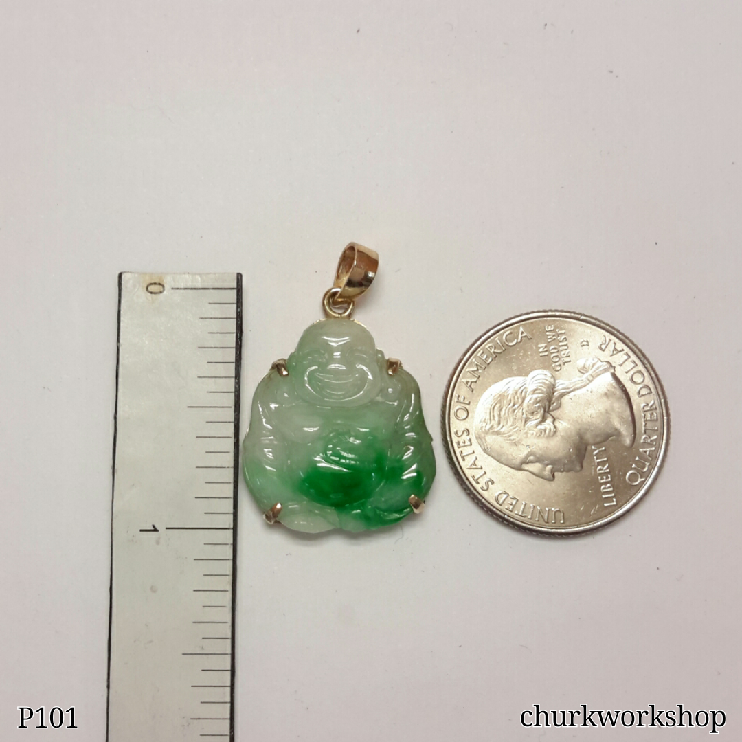 Green jade happy Buddha pendant
