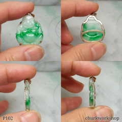 Green jade happy Buddha pendant