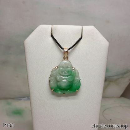Green jade happy Buddha pendant