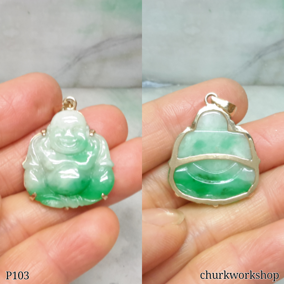 Green jade happy Buddha pendant